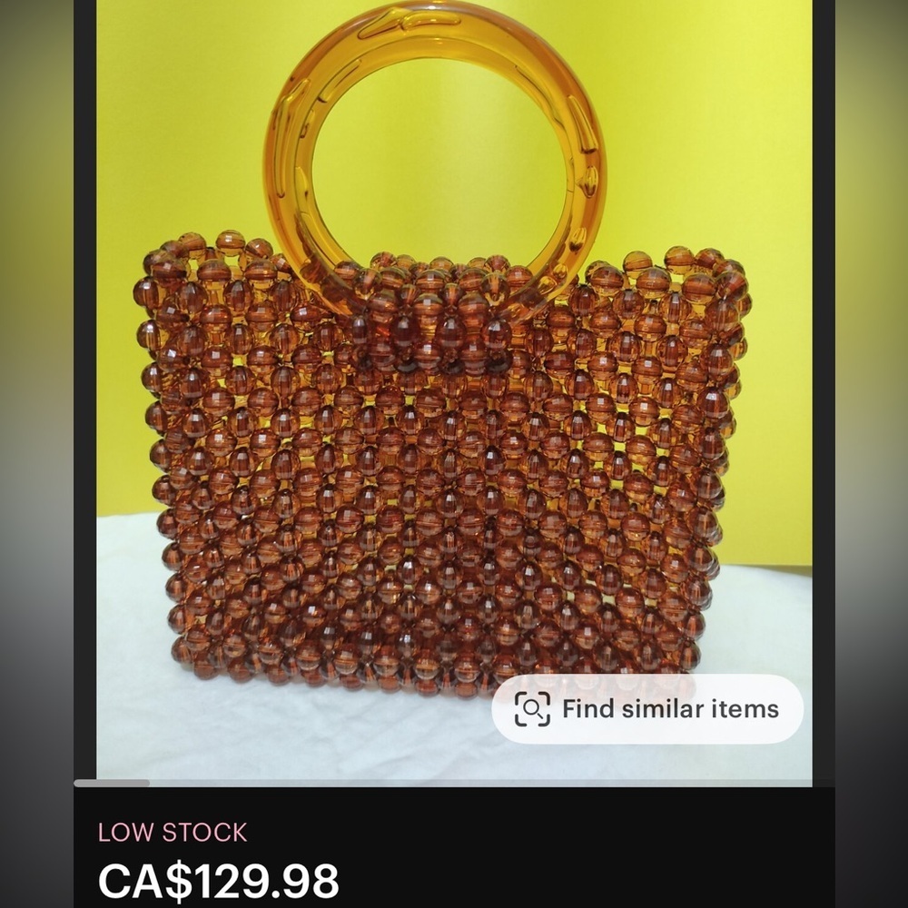 One of a Kind Vintage Orange Handbag with Circular Handles - Picture 4 of 4